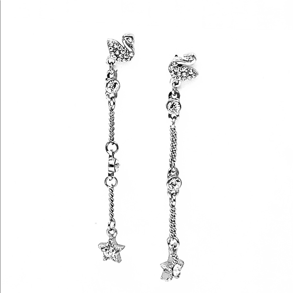 925 silver Flaming star crystal drop earrings